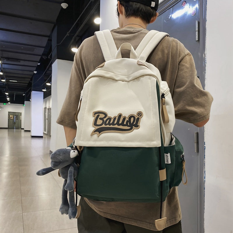 Men's Korean Contrast Color Trendy College Couple Backpacks