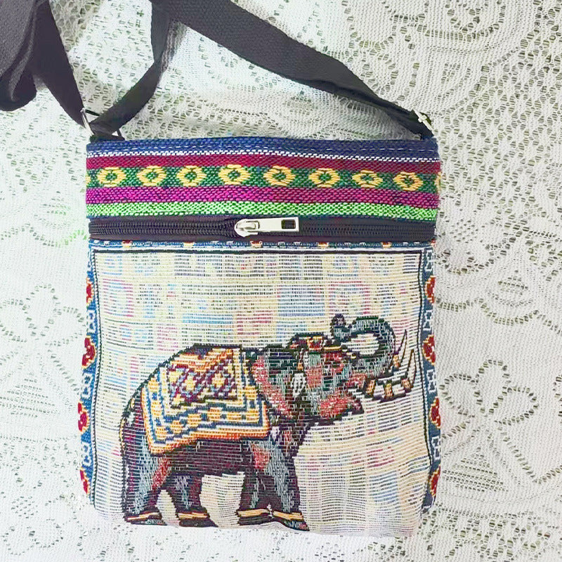 Women's Elephant Owl Shopping Canvas Trendy Women's Messenger Bag
