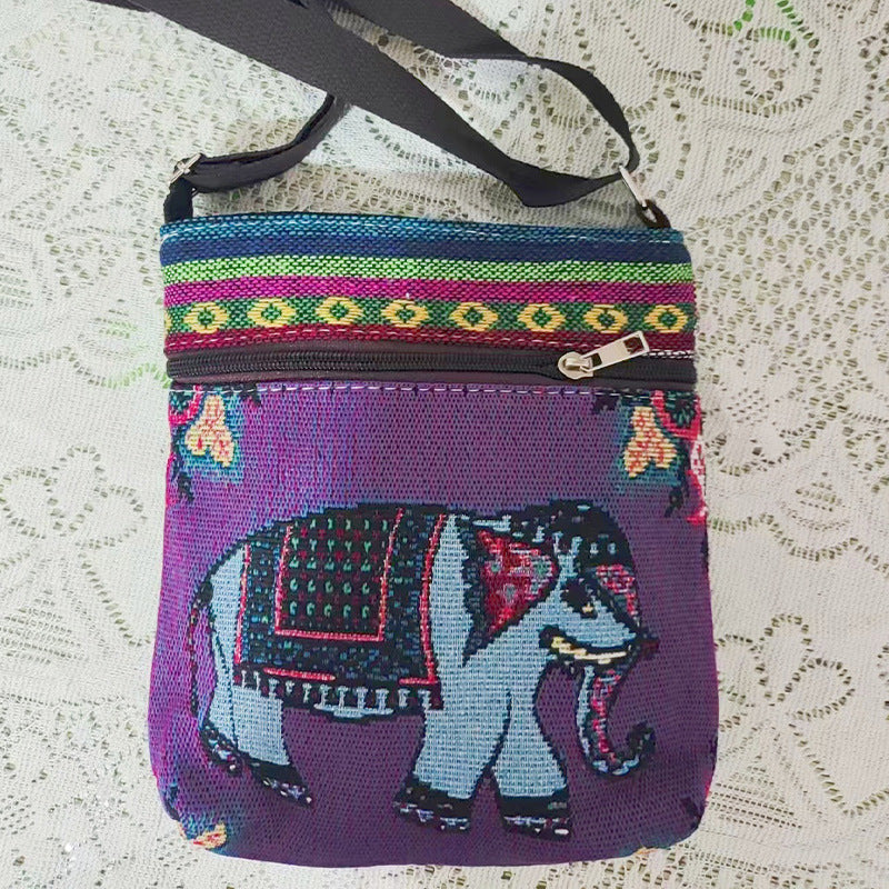 Women's Elephant Owl Shopping Canvas Trendy Women's Messenger Bag