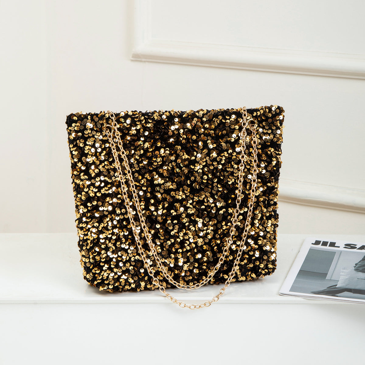 Women's Korean Style Fashionable Sequined High-grade Underarm Chain Large Capacity Bags