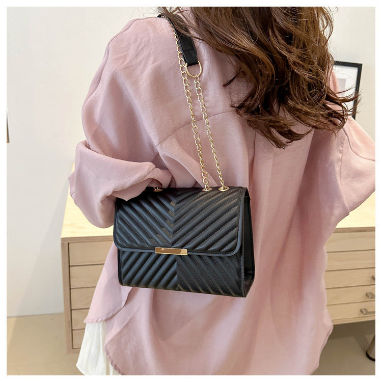 Indentation Diamond Quilted Fashion Simple Autumn Retro Textured Women's Shoulder Bag