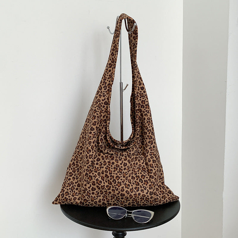 Autumn Retro Leopard Print Fashion Versatile Canvas Large Bags