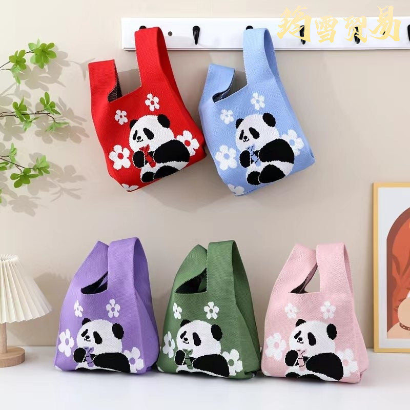 National Fashion Giant Panda Knitted Niche Gift Hand Cute Wild Women's Handbag