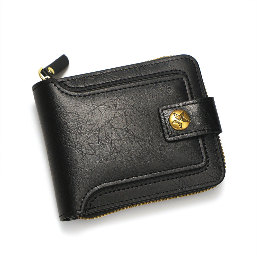 Men's High-grade Retro Zipper Large Capacity Multiple Buckle