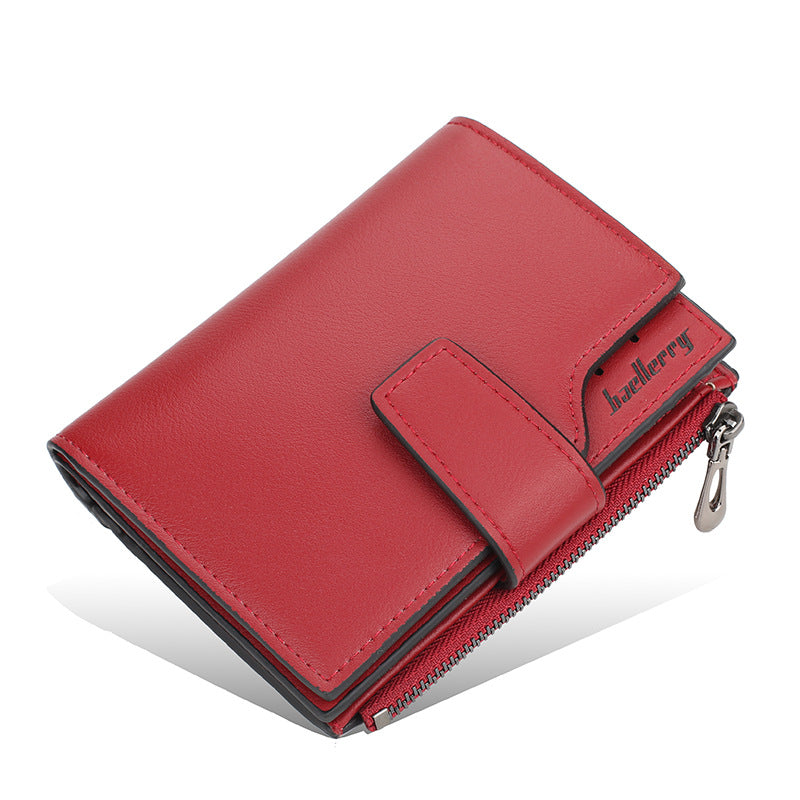 Women's Leather Short Korean Style Multiple Slots Zipper Hasp Ladies Wallet