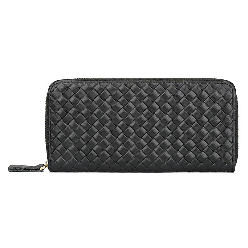 Genuine Leather Woven Embossed Source Long Clutch Men's Wallets