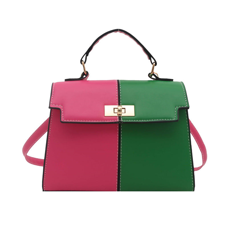 Women's Style Contrast Color Large Capacity Spring Fashion Stitching Texture Women's Shoulder Bag