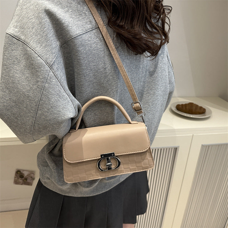 Textured Solid Color Retro Lady Temperament Commuter Women's Shoulder Bag
