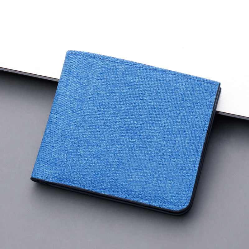 Men's Short Canvas Multiple Slots Horizontal Denim Men's Wallet