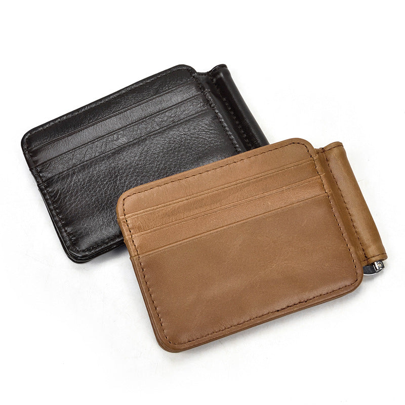 Men's Genuine Leather Retro Clamp First Layer Men's Wallets