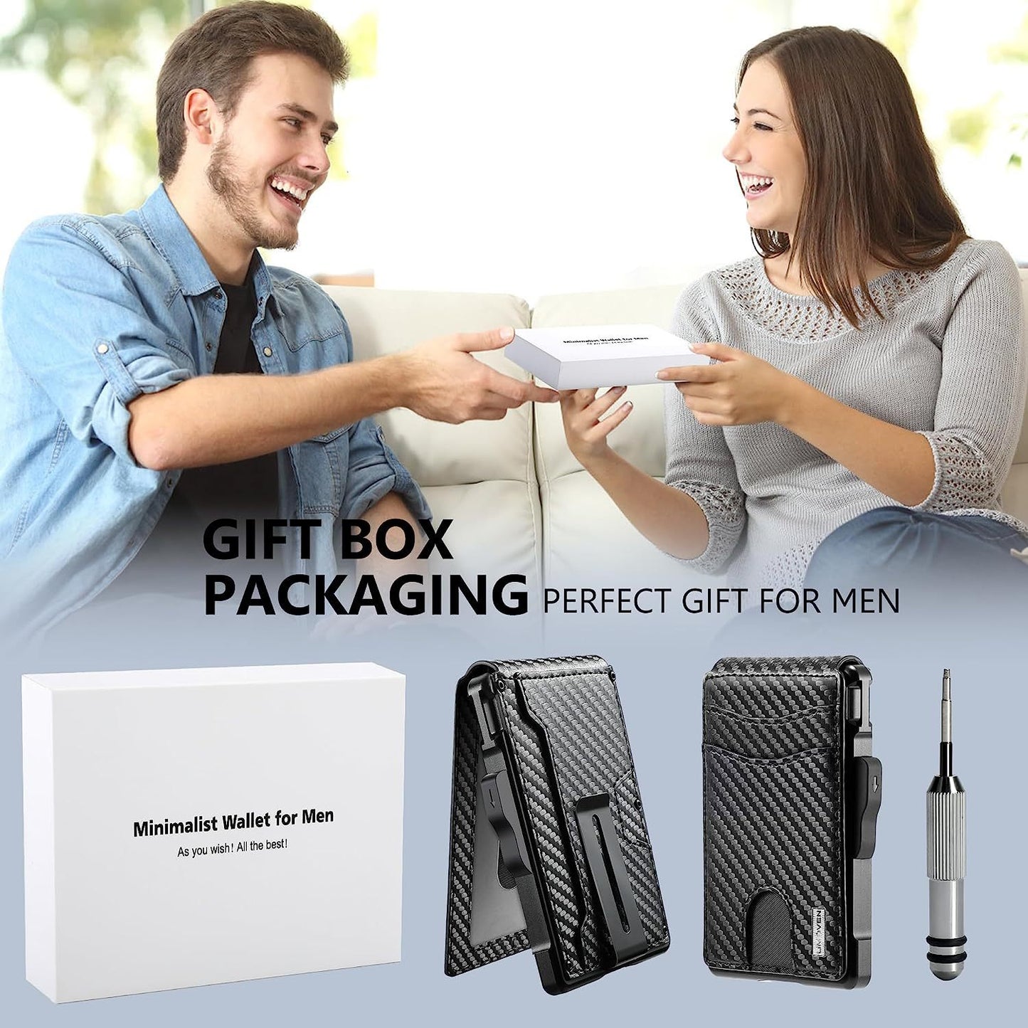 Men's Leather Carbon Fiber Clamp Swiping Advanced Men's Wallets