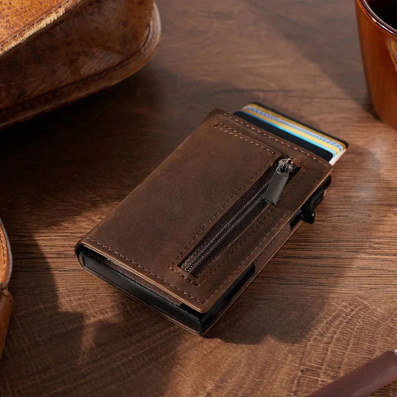 Leather For Man Automatic Pop-up Credit Men's Wallets