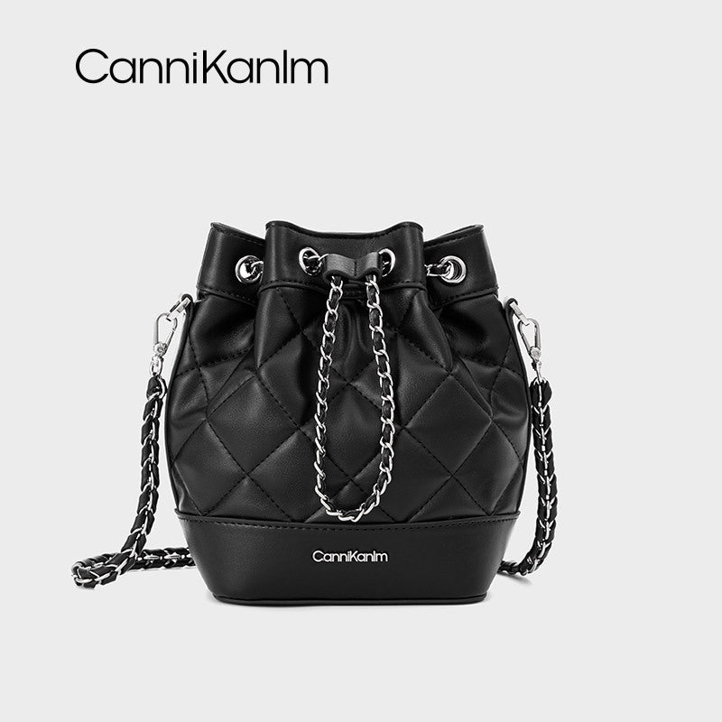 Women's Genuine Leather Advanced Texture Chain Bucket Bags