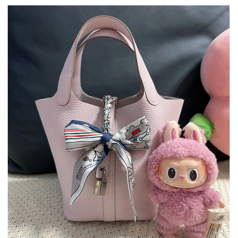 Women's Home Vegetable Basket Hand First Layer Cowhide Bags