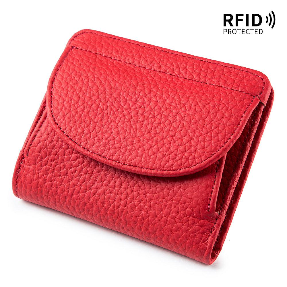 Mini Folding Simple Genuine Leather Female Ladies Wallets