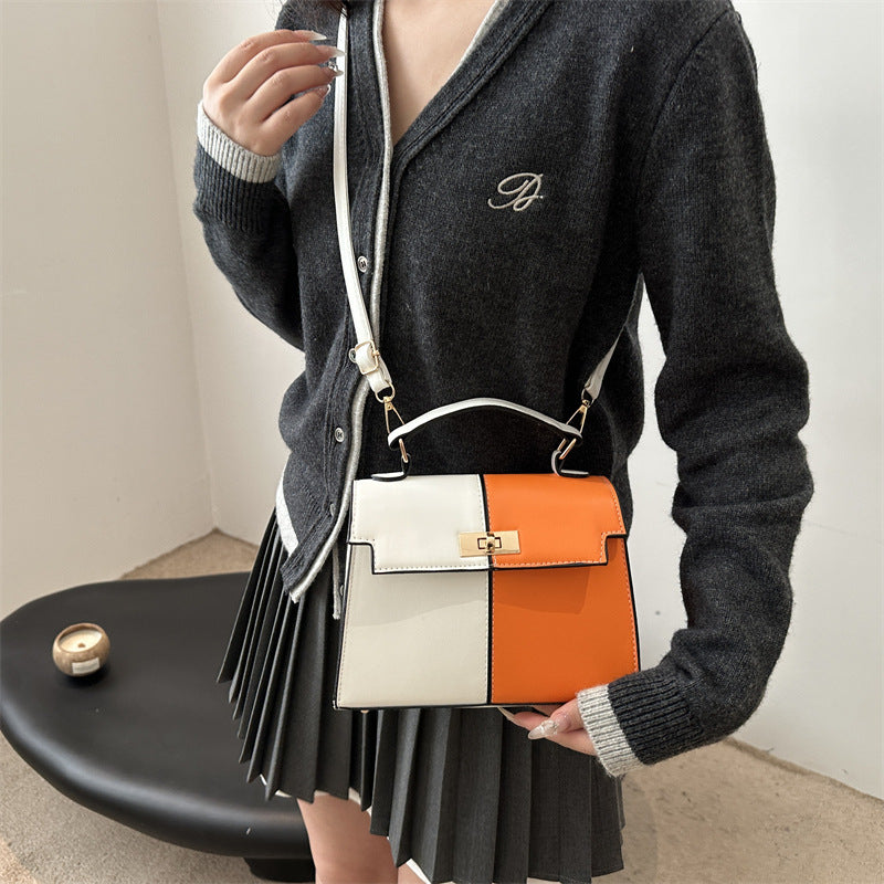 Women's Style Contrast Color Large Capacity Spring Fashion Stitching Texture Women's Shoulder Bag