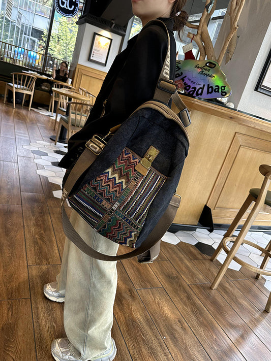 Capacity Canvas Vintage Embroidered Ethnic Denim Bags