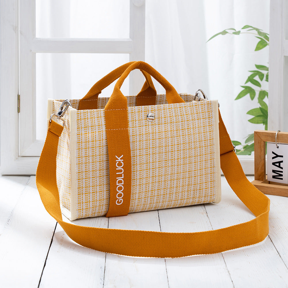 Women's Portable Waterproof Film Canvas Striped Handbags