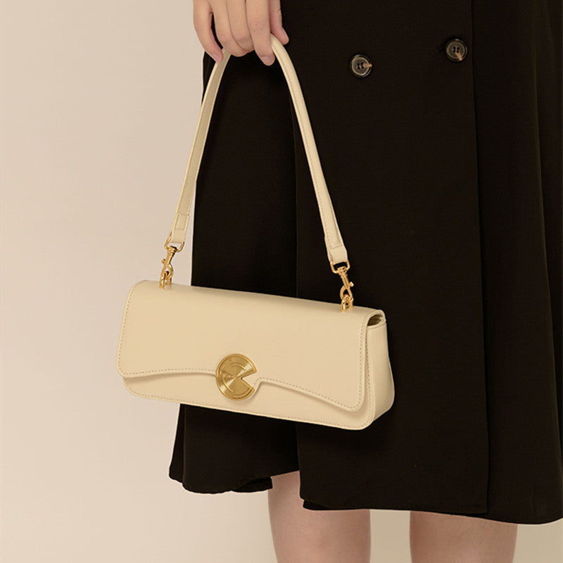 Women's Cowhide Underarm High-grade Portable Baguette Female Shoulder Bags