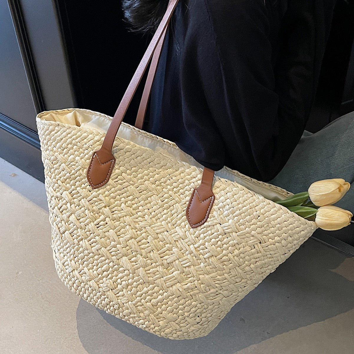 Women's Large Capacity Straw Korean Beach Fashion Shoulder Bags