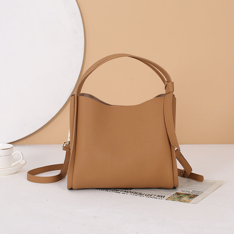 Leather Fashion Cattlehide Clutch Versatile High Sense Large Bucket Bags