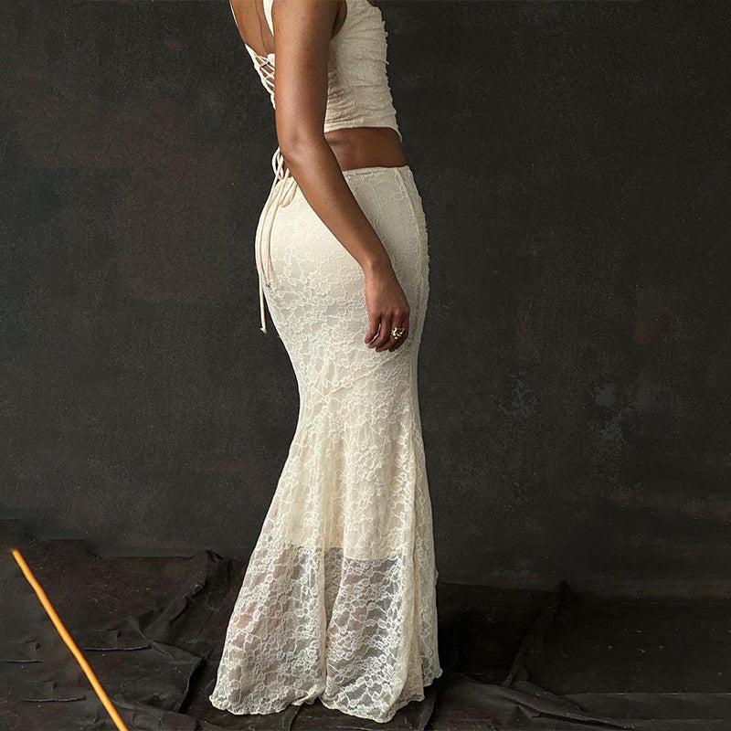 Autumn Graceful Tube Lace Up Waist Dresses