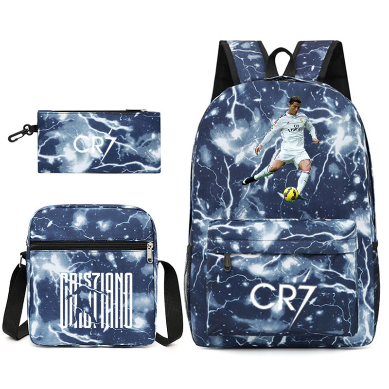 Football Luo Peripheral Printed Three-piece Set Backpacks