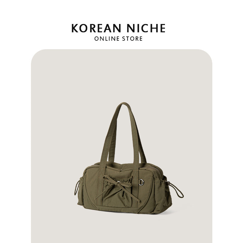 Autumn Niche Solid Color Nylon Portable Shoulder Bags