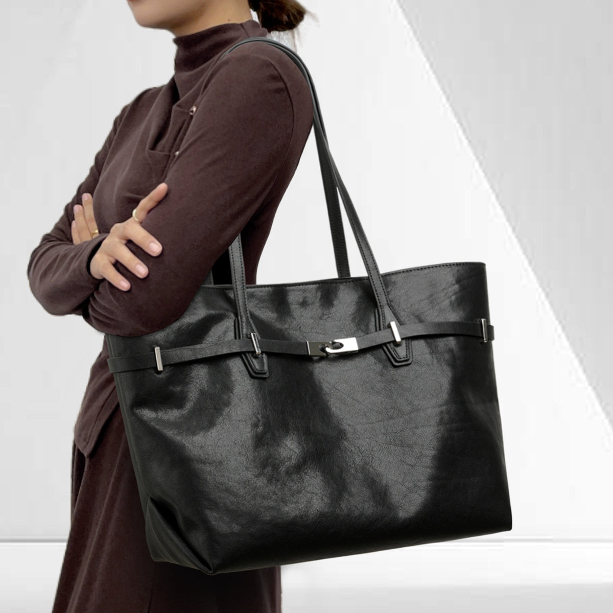 Women's Large Capacity Winter Top Layer Cowhide Women's Shoulder Bag