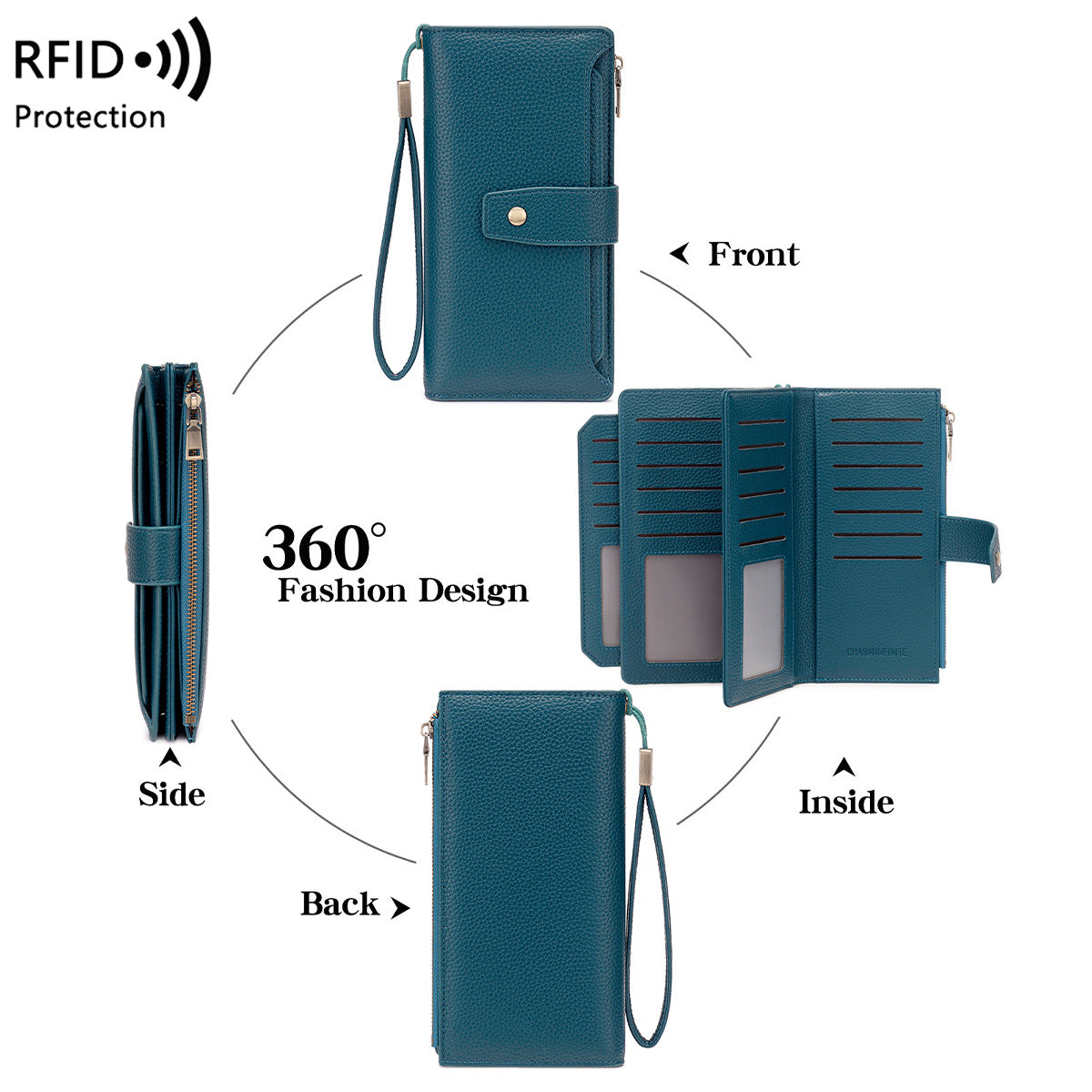 Women's Lychee Pattern Soft Leather Clutch Fashion Ladies Wallet