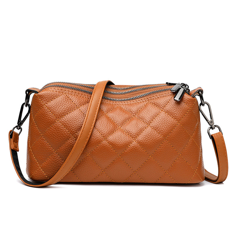 Women's Genuine Leather Rhombus Simple Soft Solid Shoulder Bags