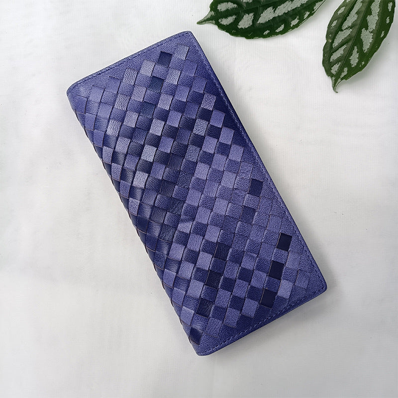 Women's & Men's & Leather Hand-woven Long Sheepskin Lightweight Men's Wallets