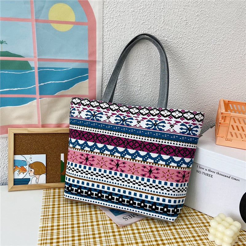 Women's Canvas Large Capacity Printed Korean Style Women's Shoulder Bag