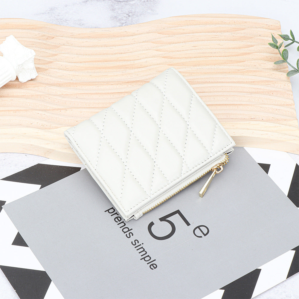 Women's Sheepskin Multiple Slots Fold Genuine Leather Ladies Wallet