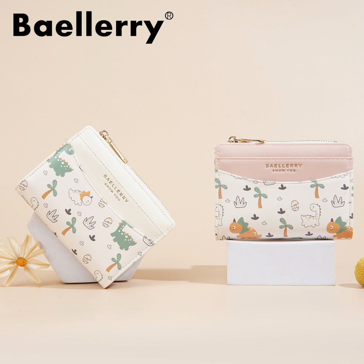 Women's Fashion Dinosaur Printed Niche Zipper High Sense Card Holder