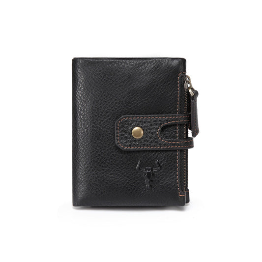 Famous Artisan Leather Short Zipper Button Multiple Men's Wallets