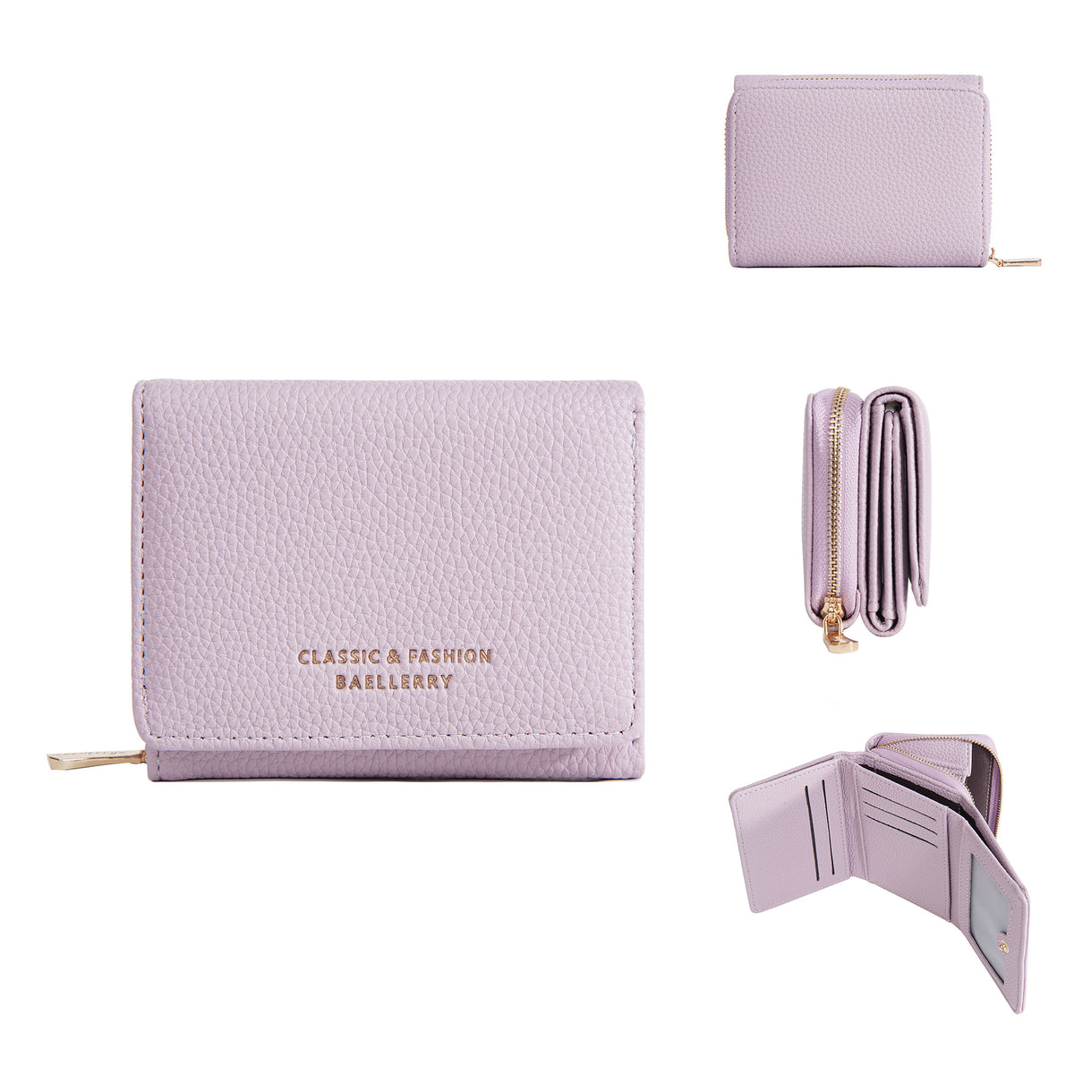 Women's Short Female Zipper Lychee Pattern Mini Coin Purses