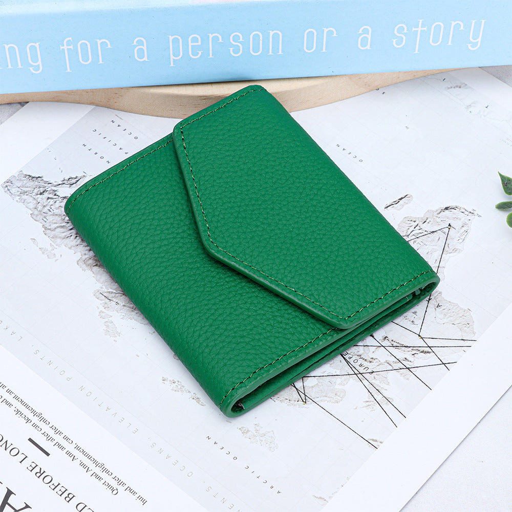 Versatile Women's Leather Short Folding Storage Ladies Wallet