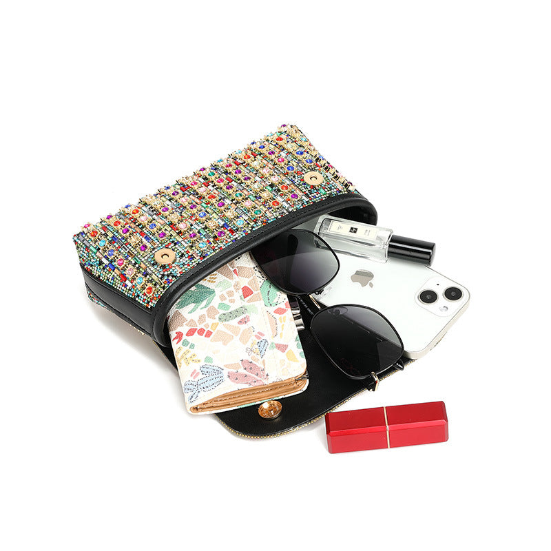 Women's Dinner Diamond Chain Textured High Evening Bags