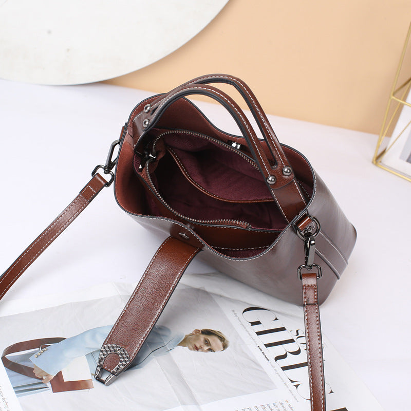 Oil Wax Leather Simple Large Capacity Crossbody Bags