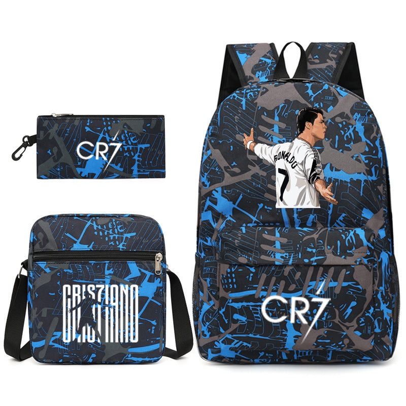 Football Luo Peripheral Printed Three-piece Set Backpacks