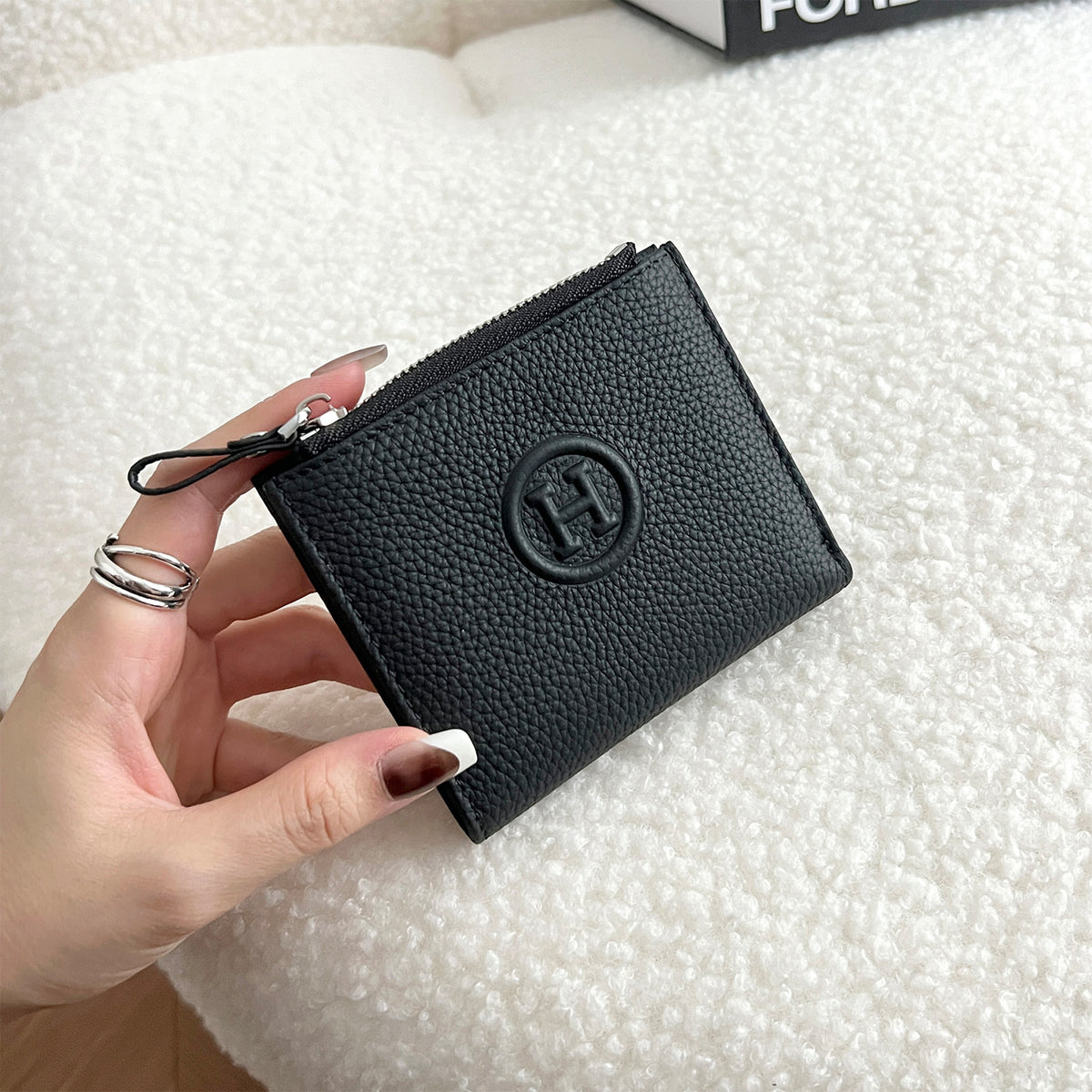 Women's Cowhide Short Half Fold Multiple Slots Ladies Wallet