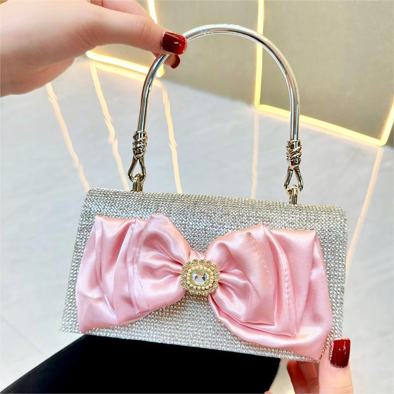 Retro Full Diamond Bow Chain Dinner Bags