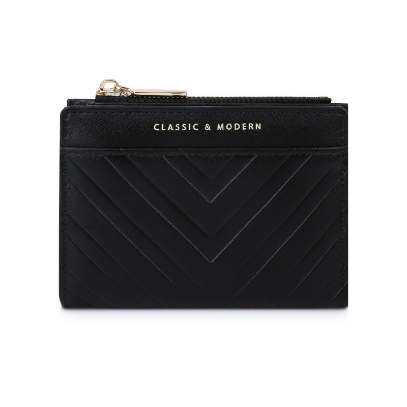 Women's Striped Embossed Leather For Multiple Slots Fashion Purses