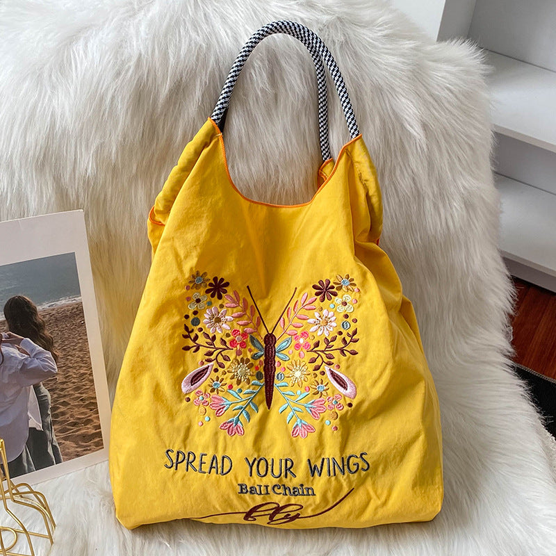 Environmental Protection Embroidery Shopping Nylon Cloth Women's Handbag