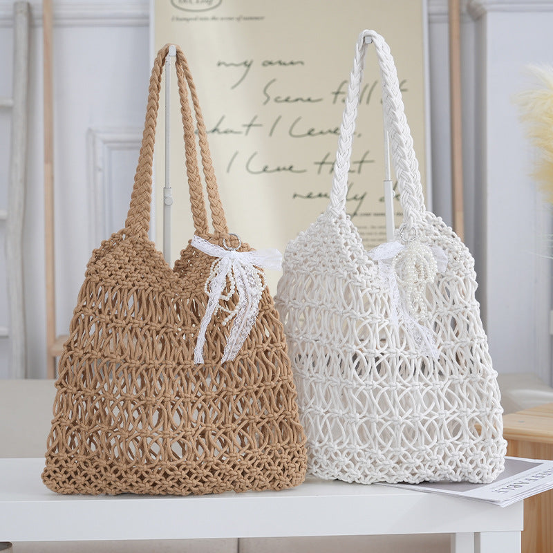 String Hollowed Fashion Simple Large Capacity Woven Women's Shoulder Bag