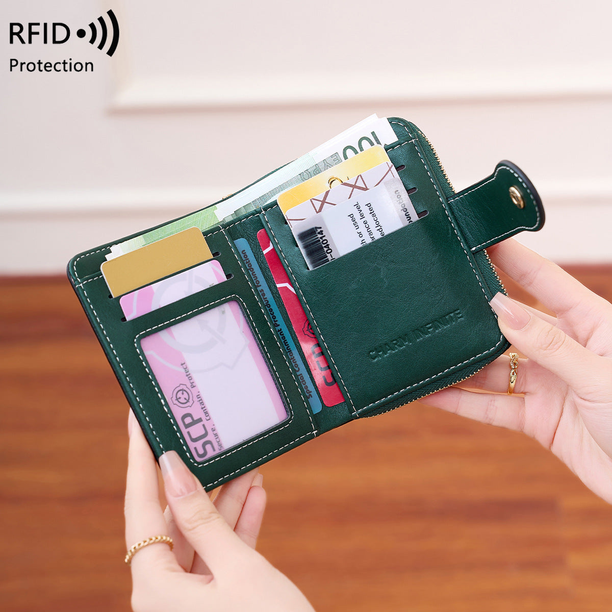 Durable Women's Short Multifunctional Zipper Retro Ladies Wallet