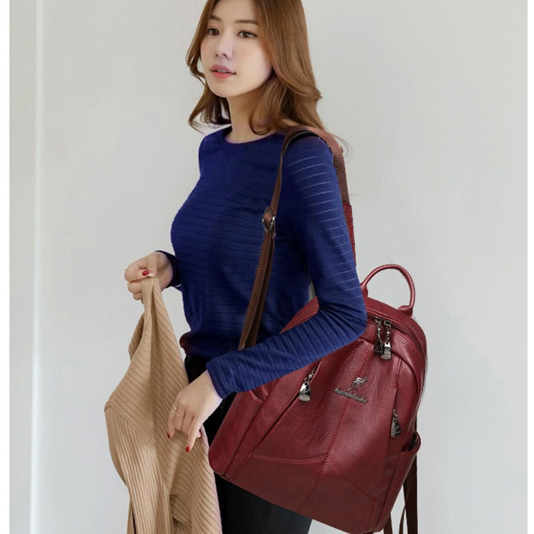 Women's & Men's & Can Be Used Version Fashion Soft Leather Backpacks