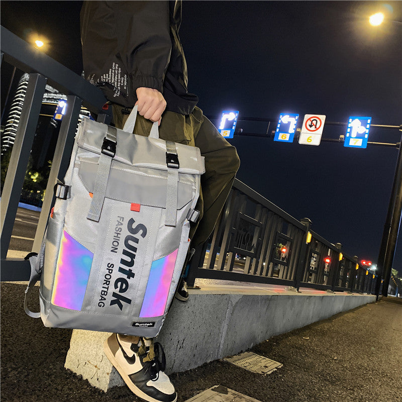 Men's Large Capacity Fashion Reflective Colorful Street Backpacks