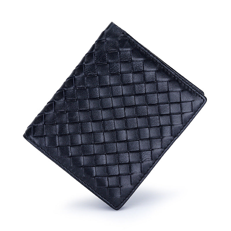 Men's Pure Sheepskin Short Fold Classic Clip Genuine Men's Wallet